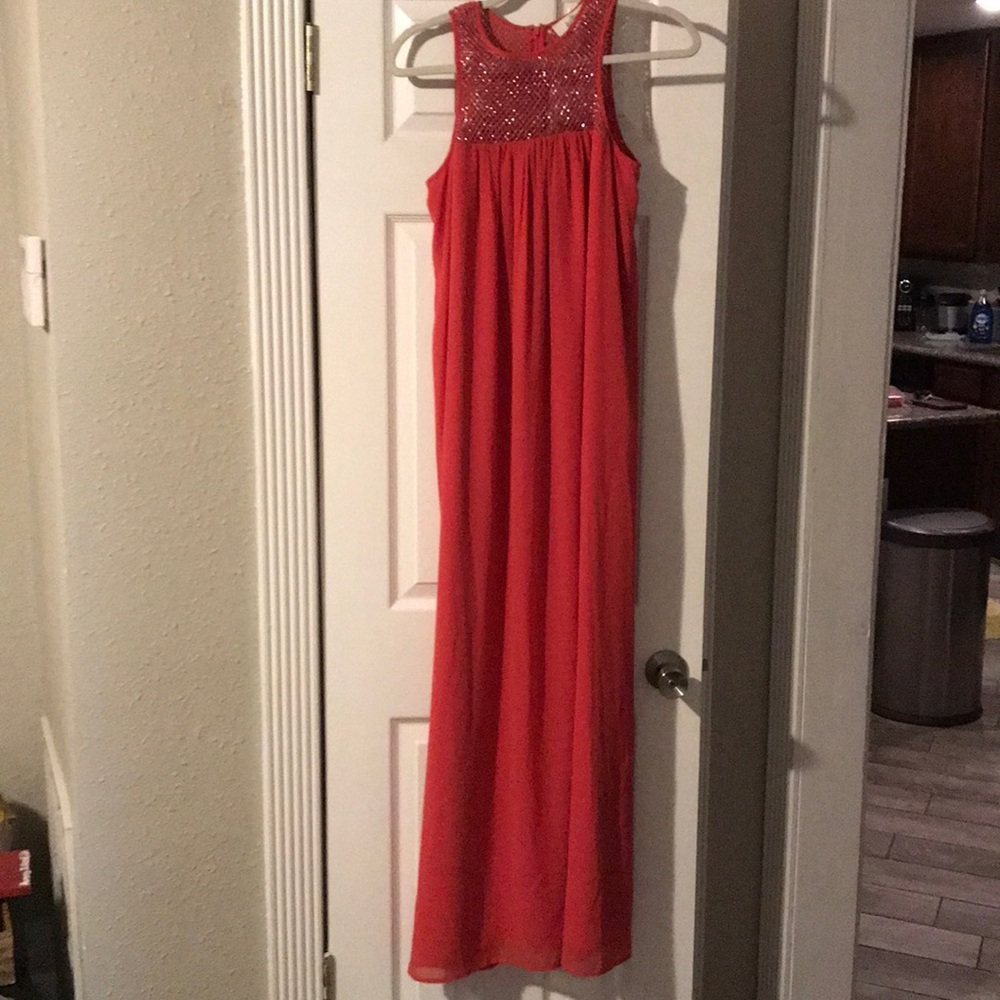 Pink Beaded Neckline Gown